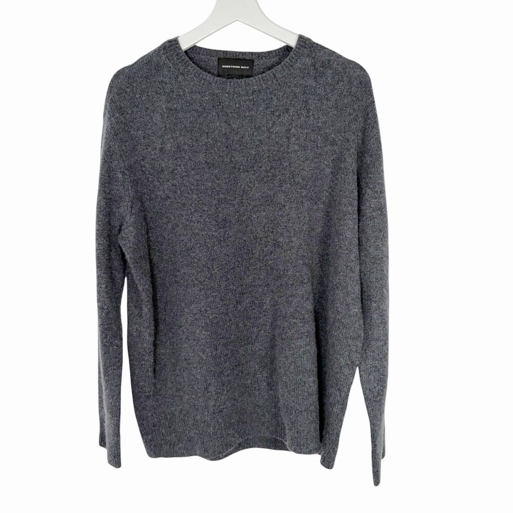 SOMETHING NAVY Silk & Cashmere Pullover Sweater Medium Gray Heather - Picture 3 of 11